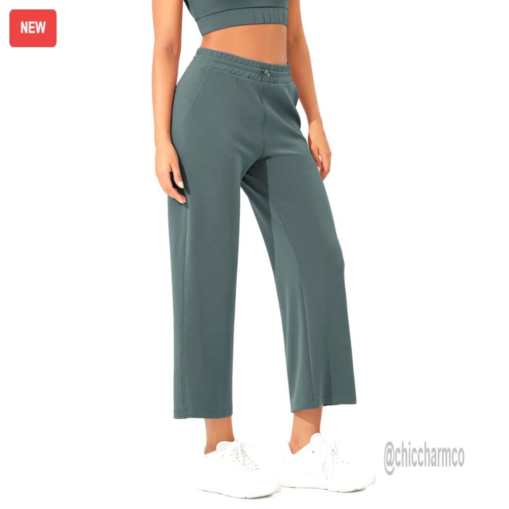 Modal Wide Leg Pants With Pockets Adjustable Waist Lounge Casual